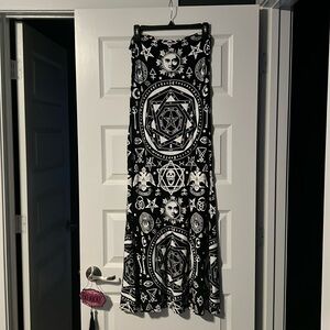 Killstar Black and White Pentagram Maxi Skirt (Medium)